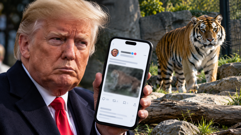 Trump, Smartphone, and Tiger News Montage